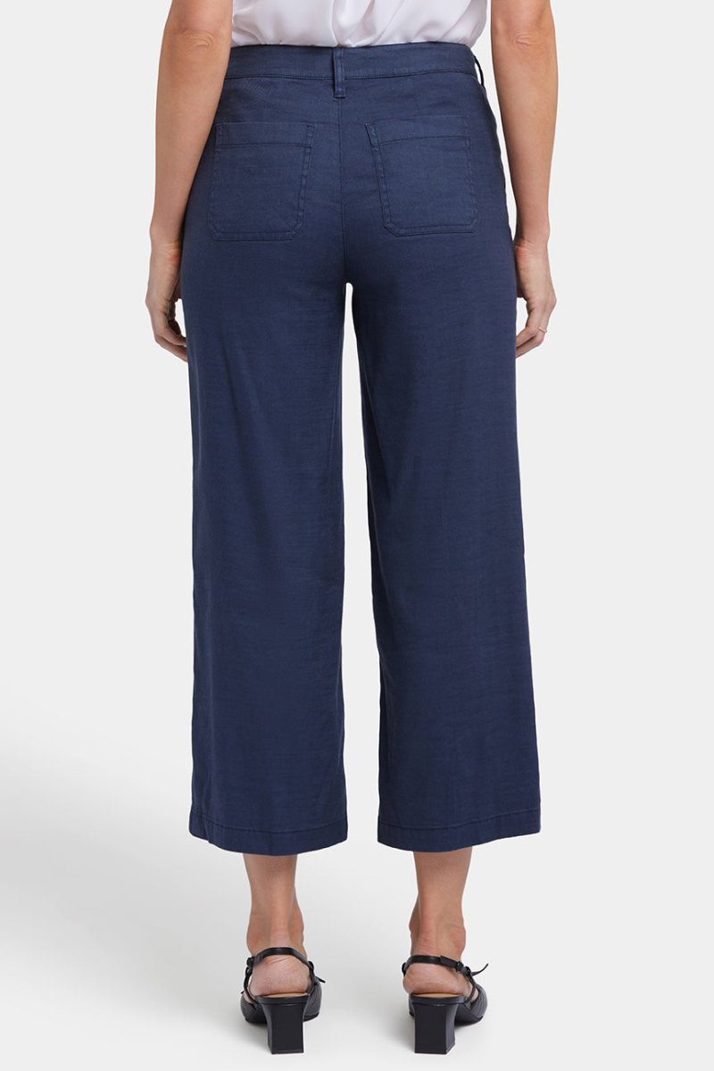 Wide Leg Cargo Capri Pants In Stretch Linen | Oxford Navy | Pants | NYDJ