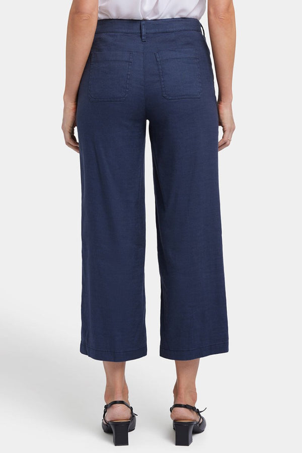 Wide Leg Cargo Capri Pants In Stretch Linen | Oxford Navy | Pants | NYDJ