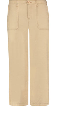 High Waisted Wide Leg Ankle Trouser Sand Stretch Linen | Warm Sand | Pants | NYDJ