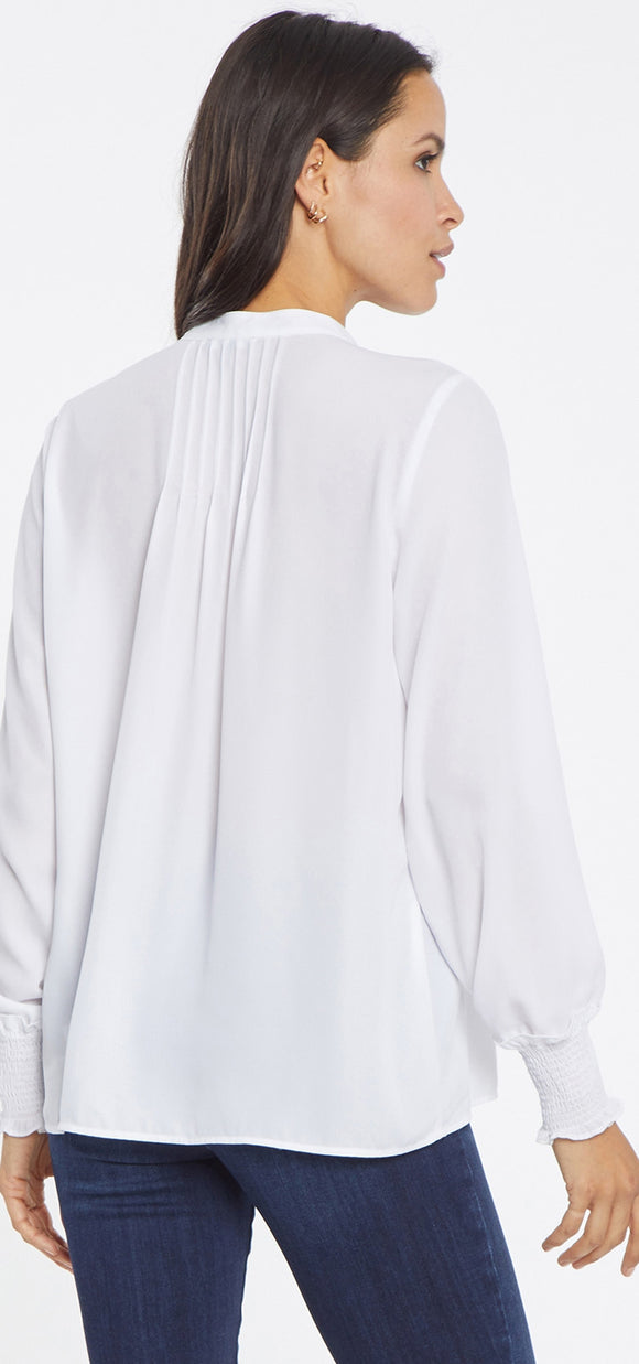 Pleated Peasant Blouse White | Optic White | Blouse | NYDJ