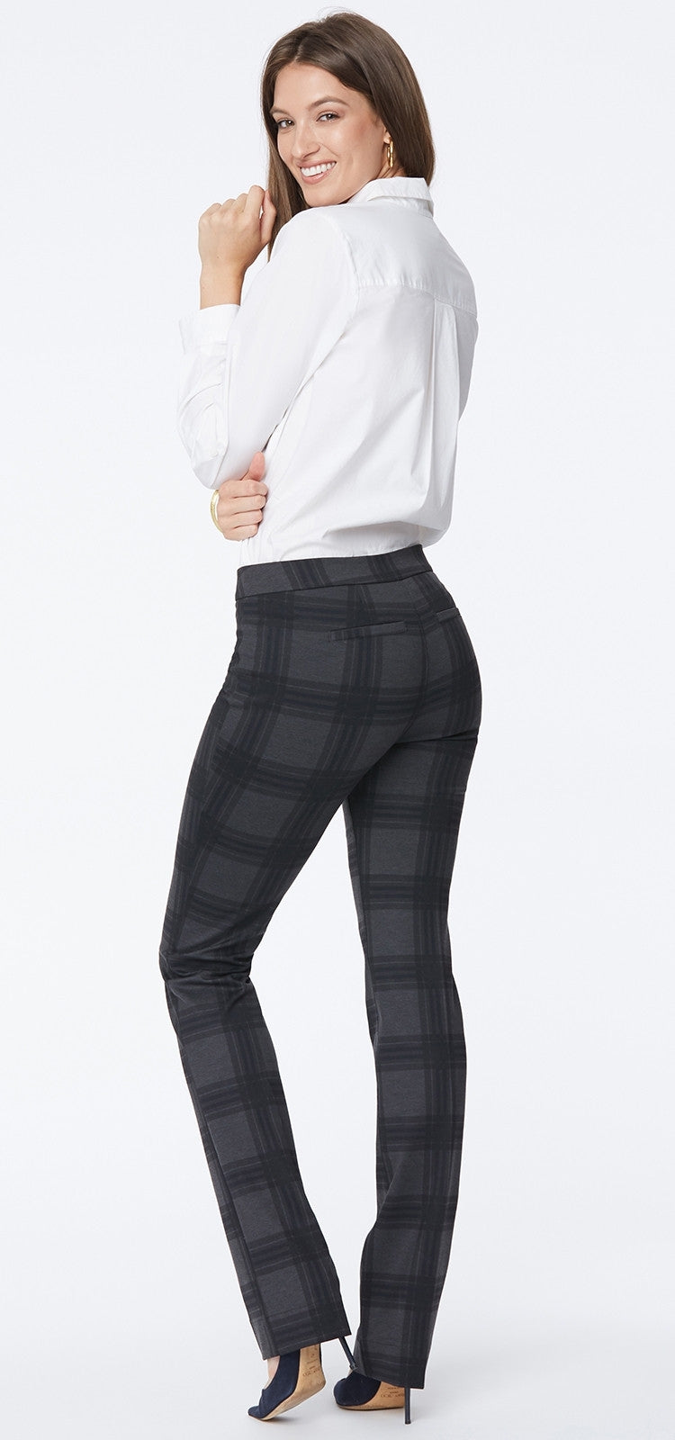 Slim Trouser Plaid Jersey | Piedmont Plaid | Pants | NYDJ