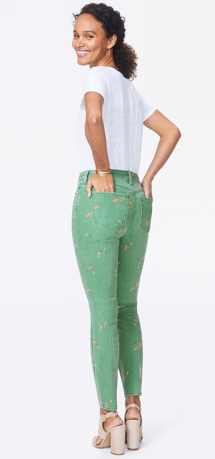 Ami Skinny Jeans Green Twill | Native Floral Vanilla | Non Denim | NYDJ